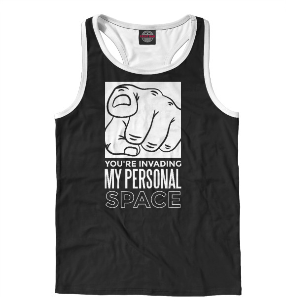 Мужская майка-борцовка с изображением Личное пространство цвета Белый