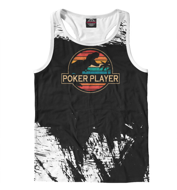 Мужская майка-борцовка с изображением Poker Player Dinosaur цвета Белый