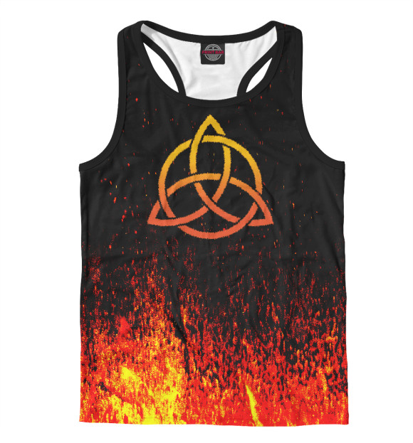 Мужская майка-борцовка с изображением Черное солнце огненное цвета Белый