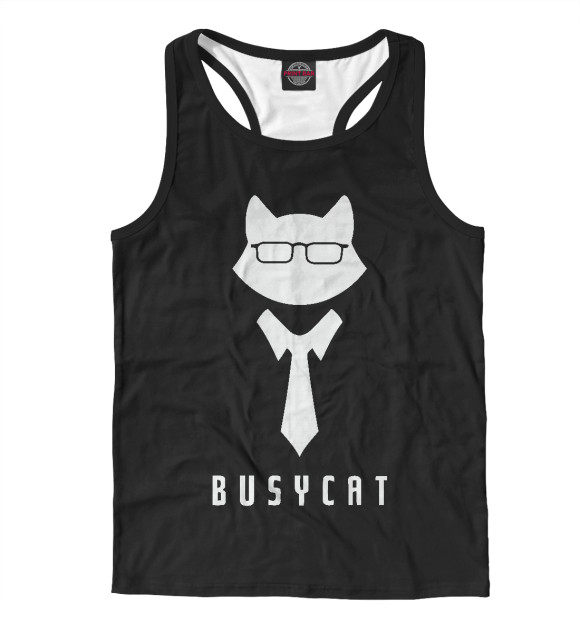 Мужская майка-борцовка с изображением Занятой Кот цвета Белый