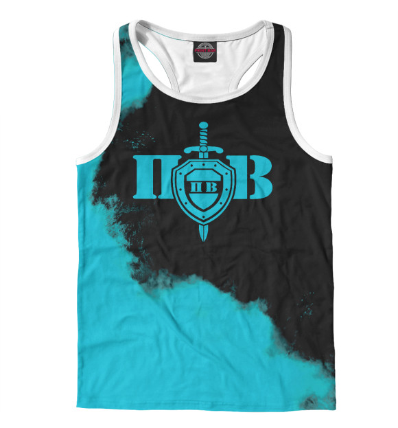 Мужская майка-борцовка с изображением Пограничные Войска цвета Белый