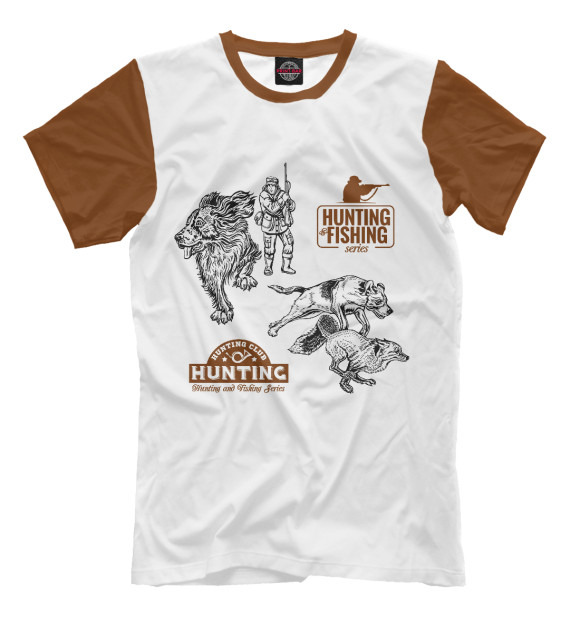 Мужская футболка с изображением Охота и рыбалка цвета Белый