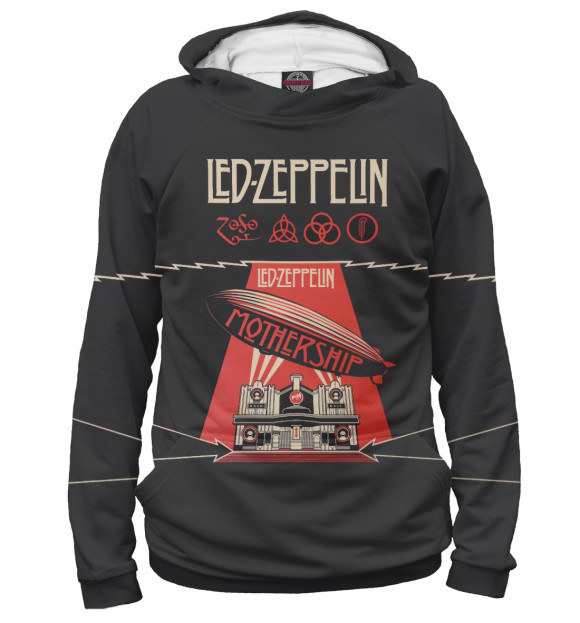 Женское худи с изображением Led Zeppelin цвета Белый