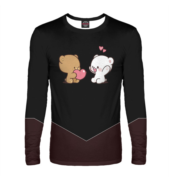 Мужской лонгслив с изображением Milk and mocha bear цвета Белый