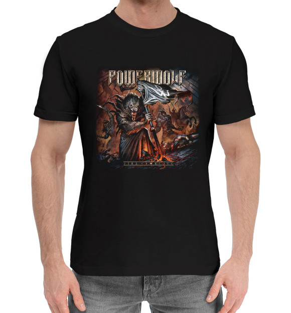 Мужская хлопковая футболка с изображением Powerwolf цвета Черный