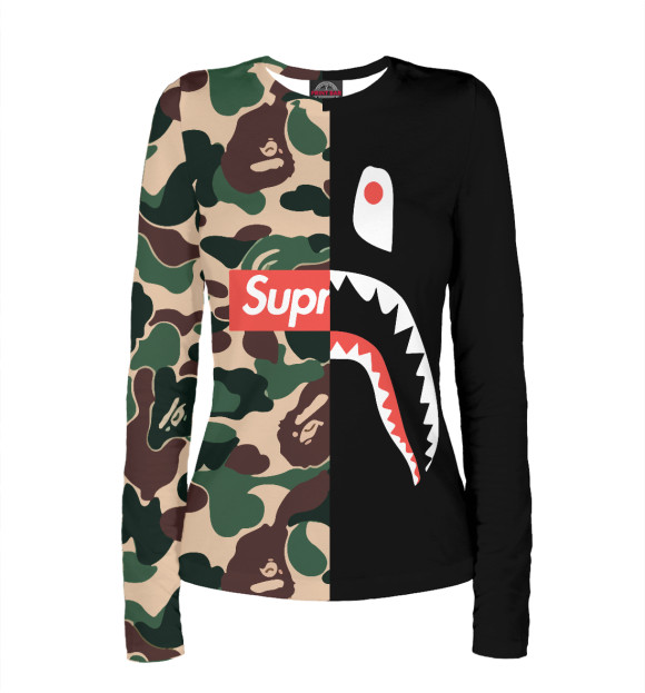 Женский лонгслив с изображением BAPE цвета Белый