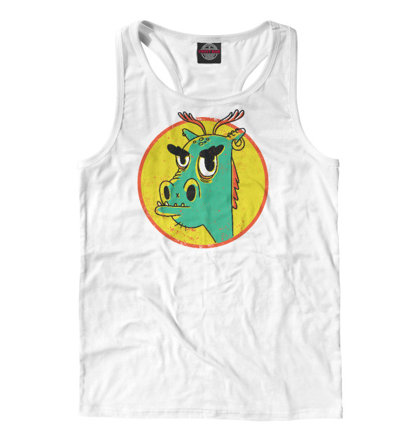 Мужская майка-борцовка с изображением Cool dragon цвета Белый