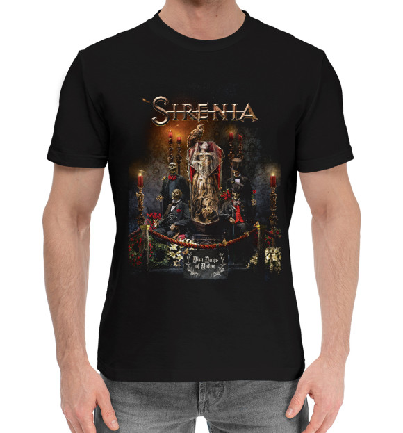 Мужская хлопковая футболка с изображением Sirenia цвета Черный