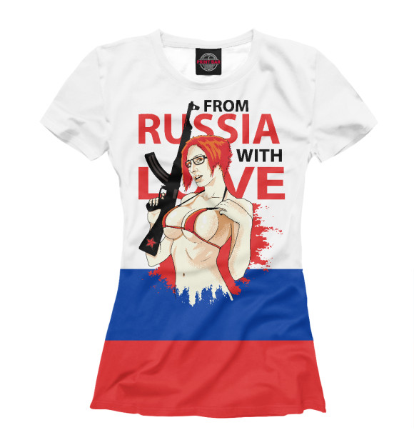 Женская футболка с изображением Из России с Любовью! цвета Белый