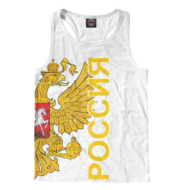Мужская майка-борцовка с изображением Герб России цвета Белый