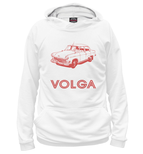 Мужское худи с изображением VOLGA цвета Белый