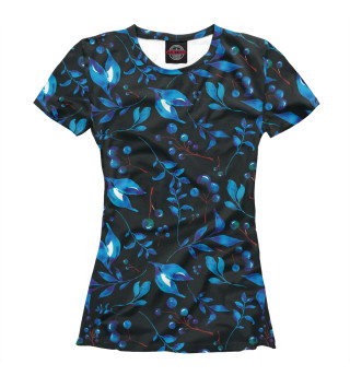 Женская футболка Синие листья dark