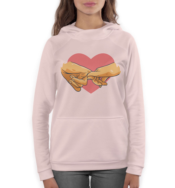 Женское худи с изображением Сердце цвета Белый