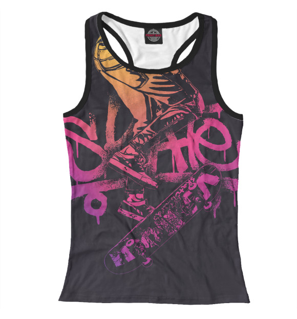 Женская майка-борцовка с изображением Розовое Скейт Граффити цвета Белый