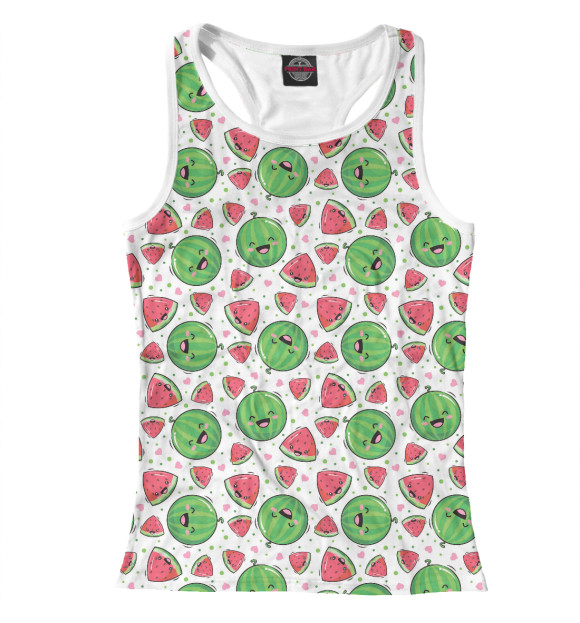 Женская майка-борцовка с изображением Арбузный бум цвета Белый