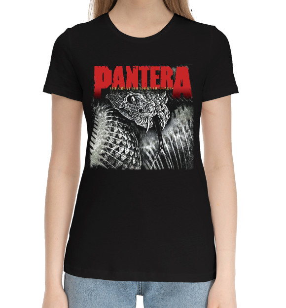 Женская хлопковая футболка с изображением Pantera цвета Черный