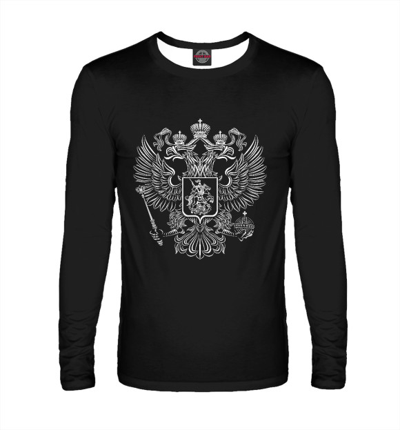 Мужской лонгслив с изображением Россия (двусторонняя) цвета Белый