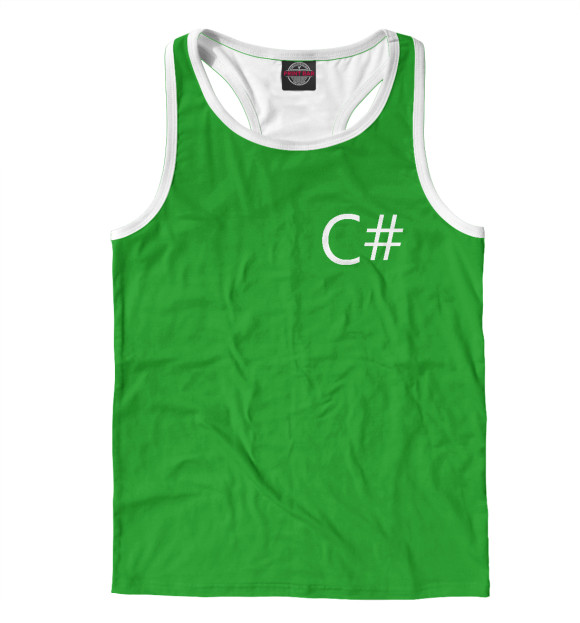 Мужская майка-борцовка с изображением C Sharp Logo цвета Белый