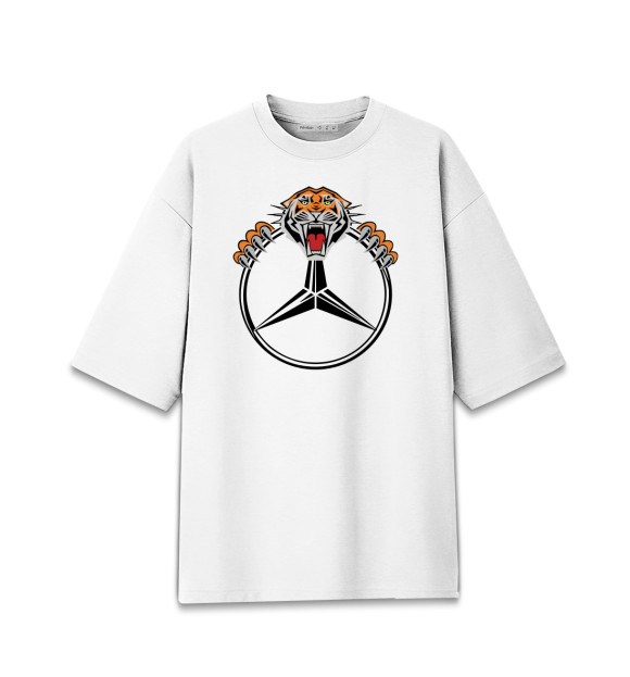 Мужская футболка оверсайз с изображением Mercedes-Benz цвета Белый