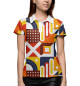 Женское поло Pattern - blue and orange