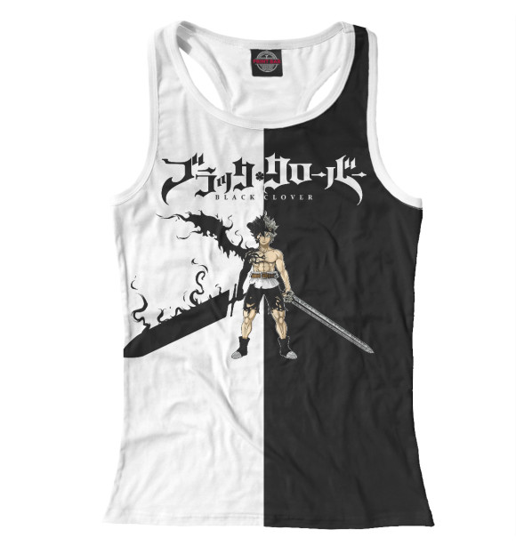 Женская майка-борцовка с изображением Чёрный клевер Аста цвета Белый