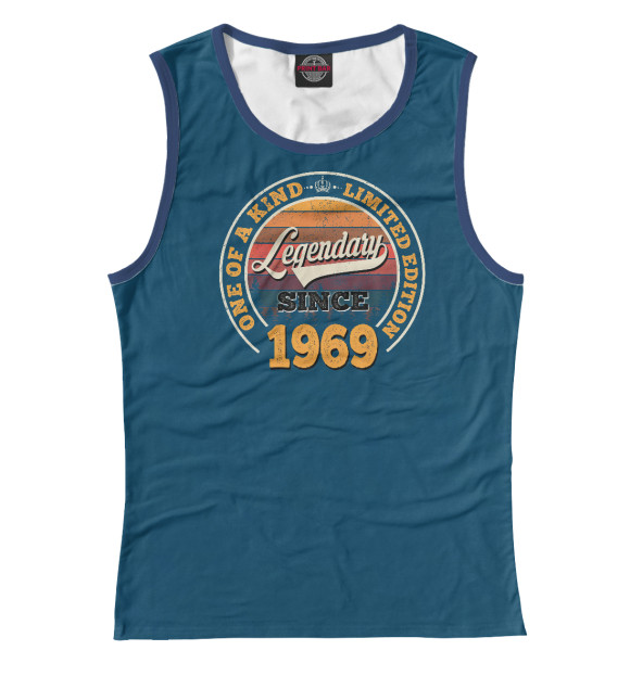 Женская майка с притом Legendary Since 1969 цвета Белый Женская майка с изображением Legendary Since 1969 цвета Белый