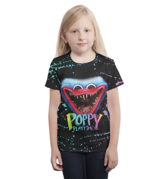Футболка для девочек с изображением Poppy Playtime Хагги Вагги цвета Белый