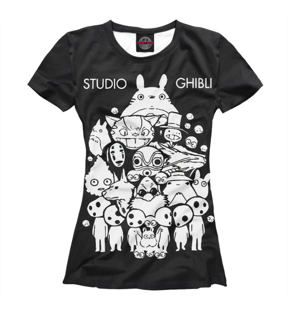 Женская футболка с изображением Студия GHIBLI цвета Белый