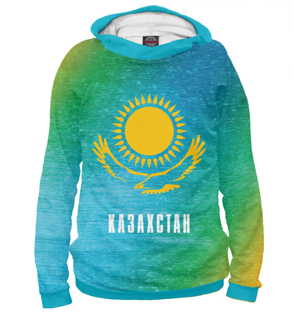Мужское худи с изображением Казахстан / Kazakhstan цвета Белый