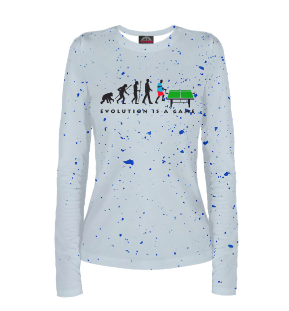 Женский лонгслив с изображением Evolution table tennis цвета Белый