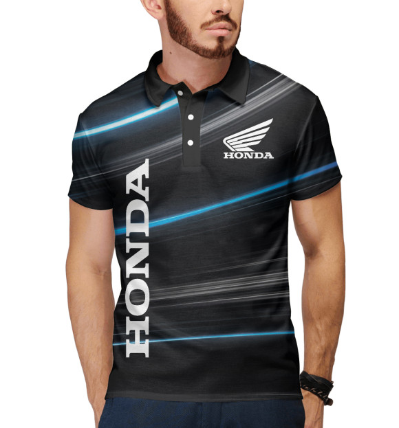 Мужское поло с изображением Honda цвета Белый