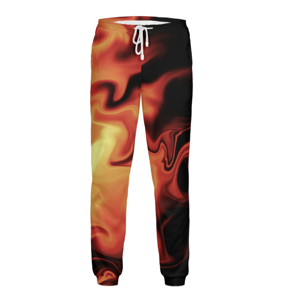 Мужские спортивные штаны с изображением Пламя с боку цвета Белый