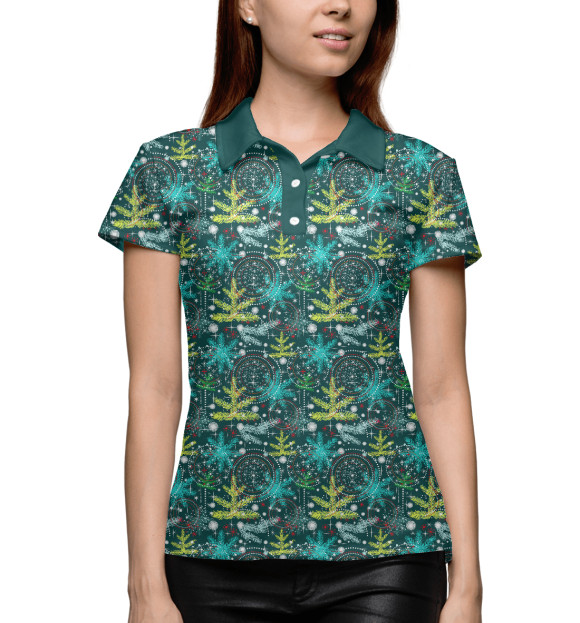 Женское поло с изображением Новый Год цвета Белый