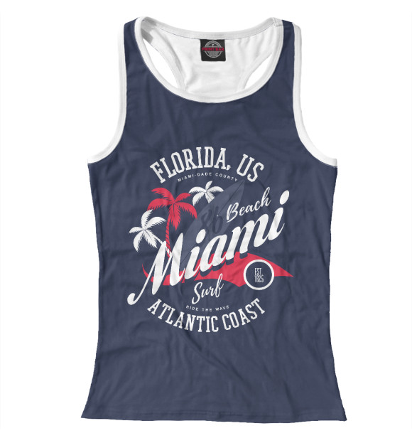 Женская майка-борцовка с изображением Miami цвета Белый