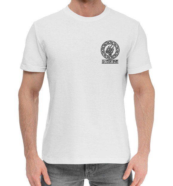 Мужская хлопковая футболка с изображением Велес (Лес храм) цвета Белый