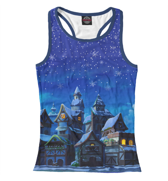 Женская майка-борцовка с изображением Сказочный снегопад цвета Белый