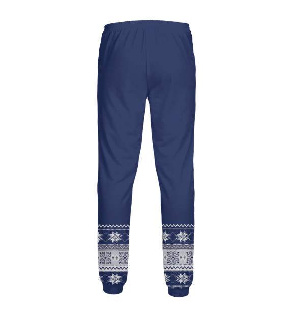 Мужские спортивные штаны с изображением Синие снежинки цвета Белый