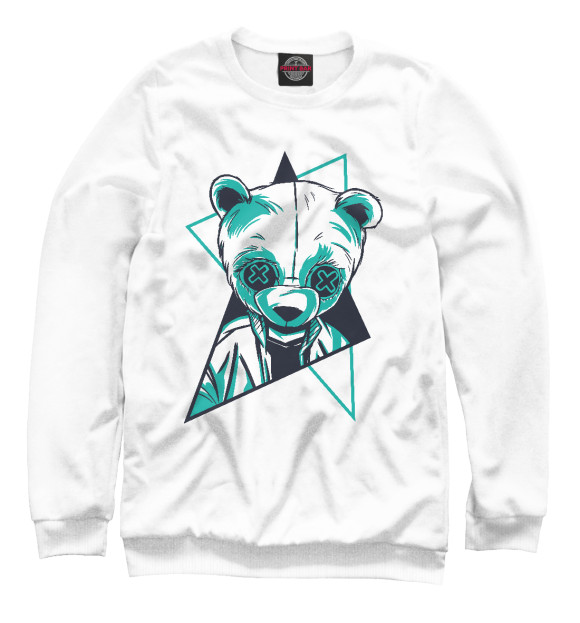 Мужской свитшот с изображением Неоновая панда цвета Белый