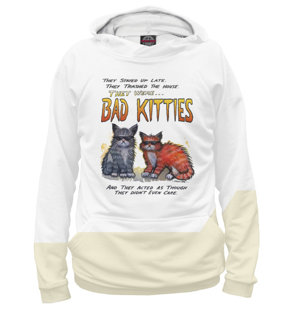Женское худи с изображением Bad Kitties цвета Белый