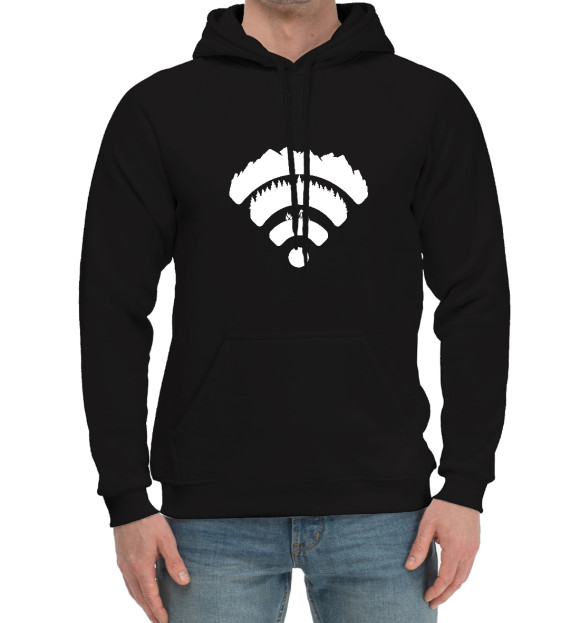 Мужской хлопковый худи с изображением WORLDFI цвета Черный