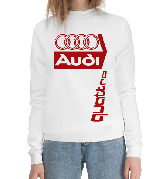 Женский хлопковый свитшот с изображением Audi цвета Белый