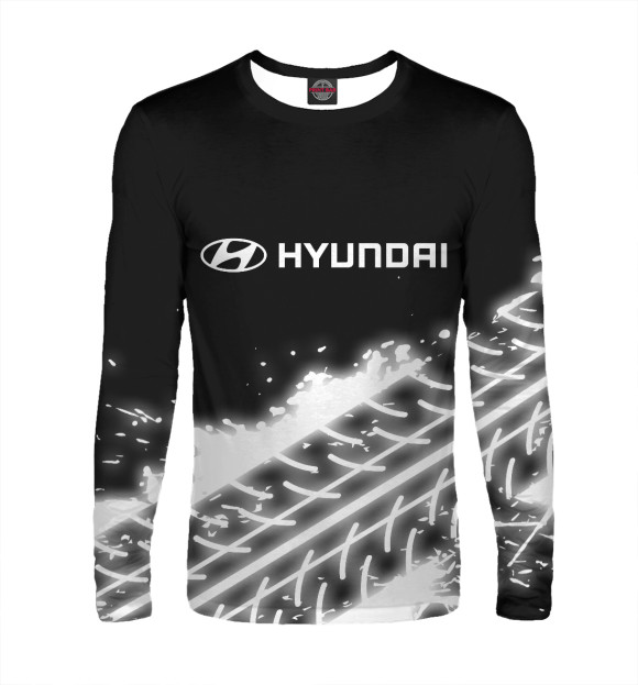 Мужской лонгслив с изображением Hyundai / Хендай цвета Белый