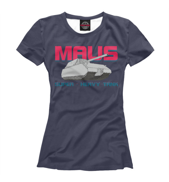 Женская футболка с изображением Немецкий танк Маус цвета Белый