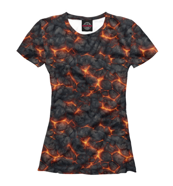 Женская футболка с изображением Огненная лава цвета Белый