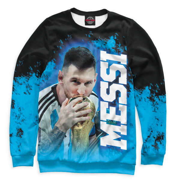 Свитшот для мальчиков с изображением Лионель Месси цвета Белый