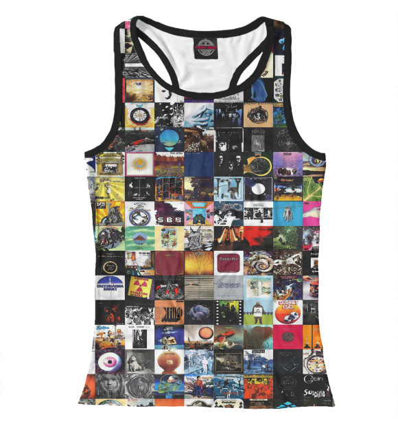 Женская майка-борцовка с изображением Логотипы рок групп цвета Белый