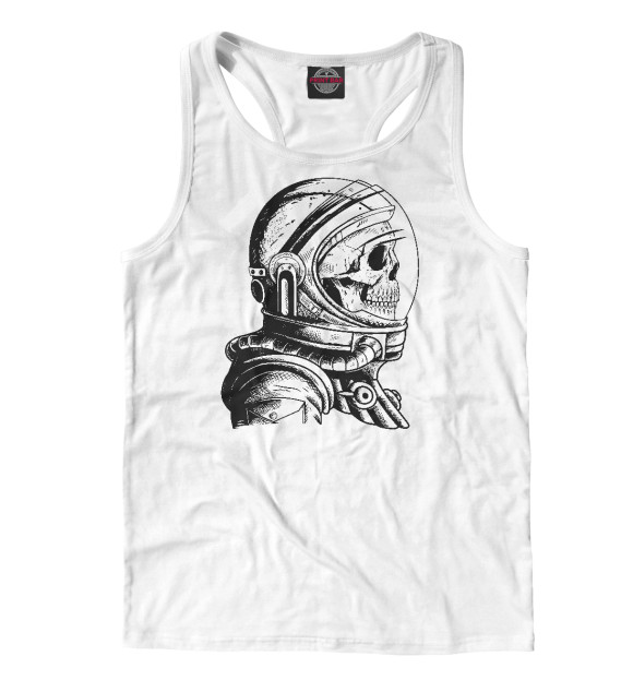 Мужская майка-борцовка с изображением Скелет в скафандре цвета Белый