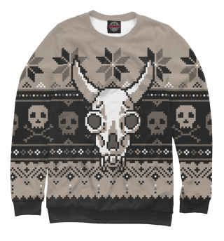 Свитер с черепом быка