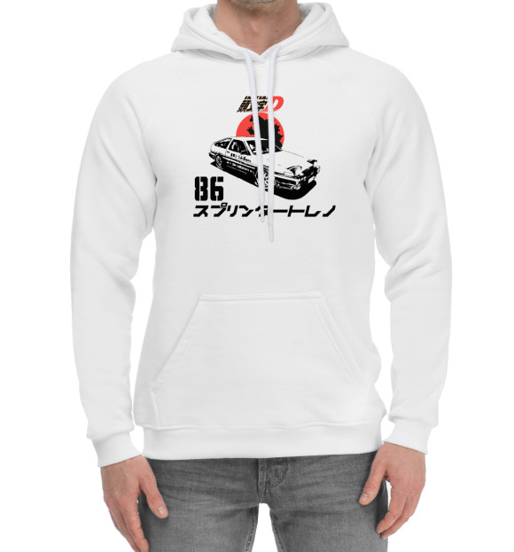 Мужской хлопковый худи с изображением Initial D Хачироку цвета Белый
