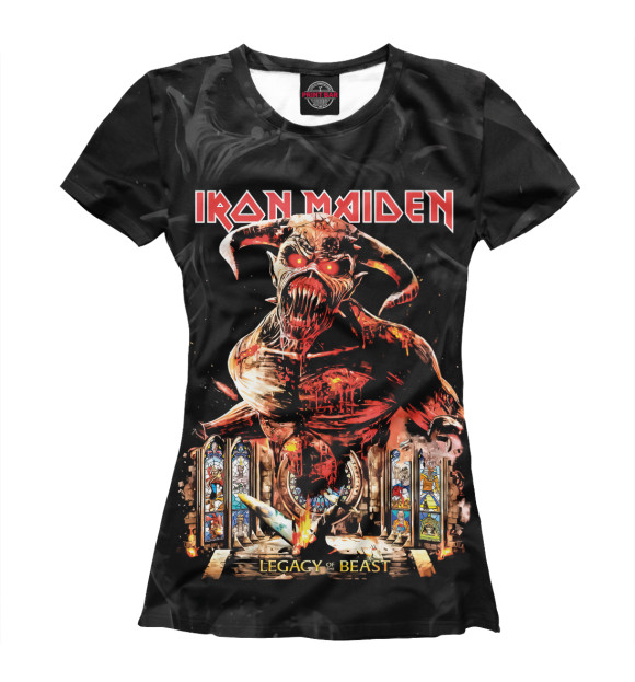 Женская футболка с изображением Iron Maiden цвета Белый